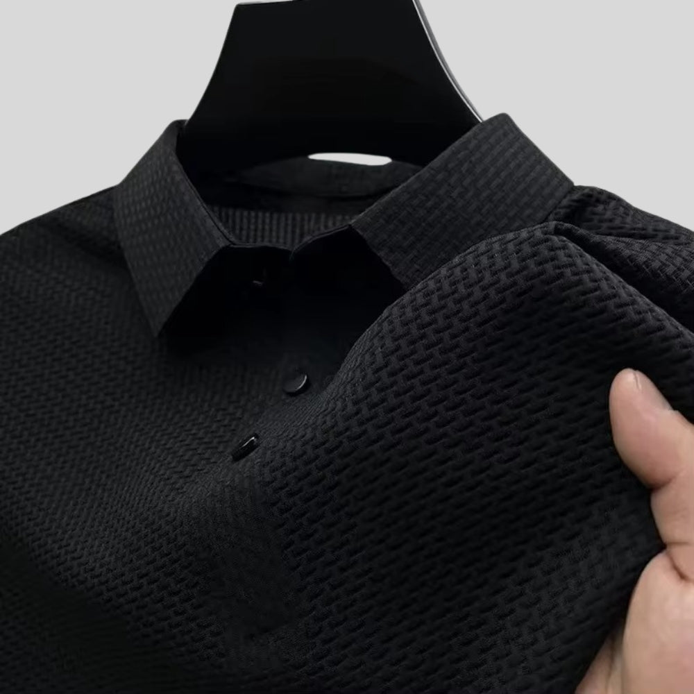 Drapoura™ Men's Ice Silk Polo Shirt – Textured Tiled Knit, Breathable Summer Wear