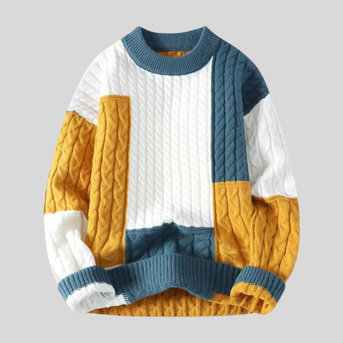 Drapoura™ Men's Patchwork Knit Sweater