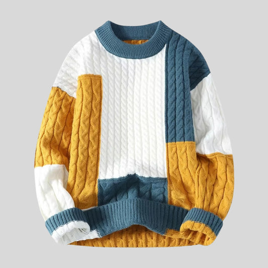 Drapoura™ Men's Patchwork Knit Sweater