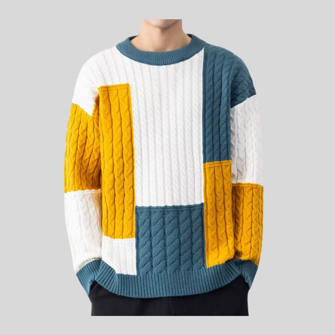 Drapoura™ Men's Patchwork Knit Sweater