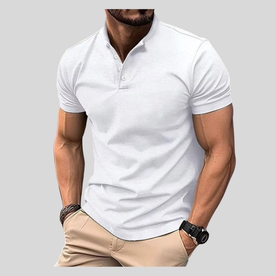 Drapoura™ Men's Polo T-Shirt – Short Sleeve Henley Collar