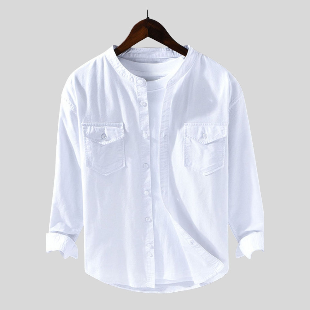 Drapoura™ Men's Long Sleeve Button-Up Shirt – Classic & Versatile
