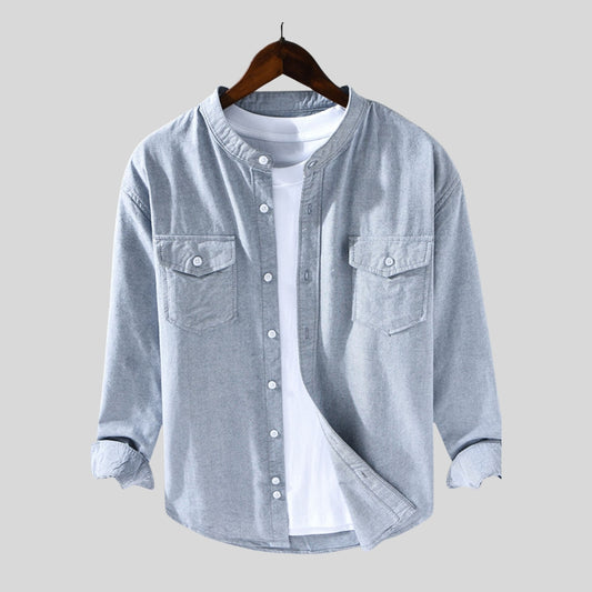 Drapoura™ Men's Long Sleeve Button-Up Shirt – Classic & Versatile