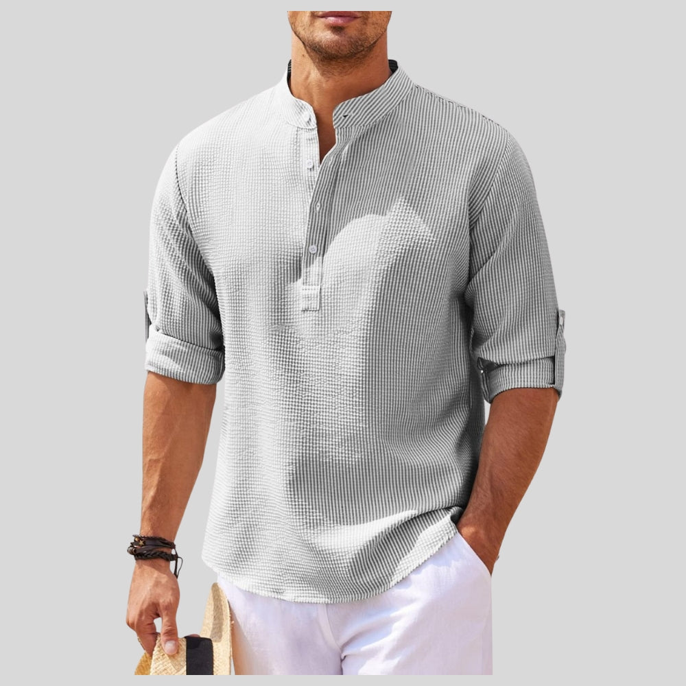 Drapoura™ Men's Plus Size Half-Button Long Sleeve Shirt