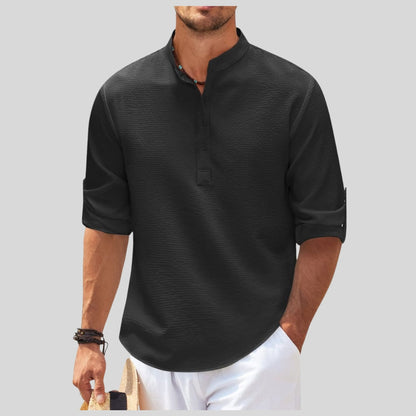 Drapoura™ Men's Plus Size Half-Button Long Sleeve Shirt
