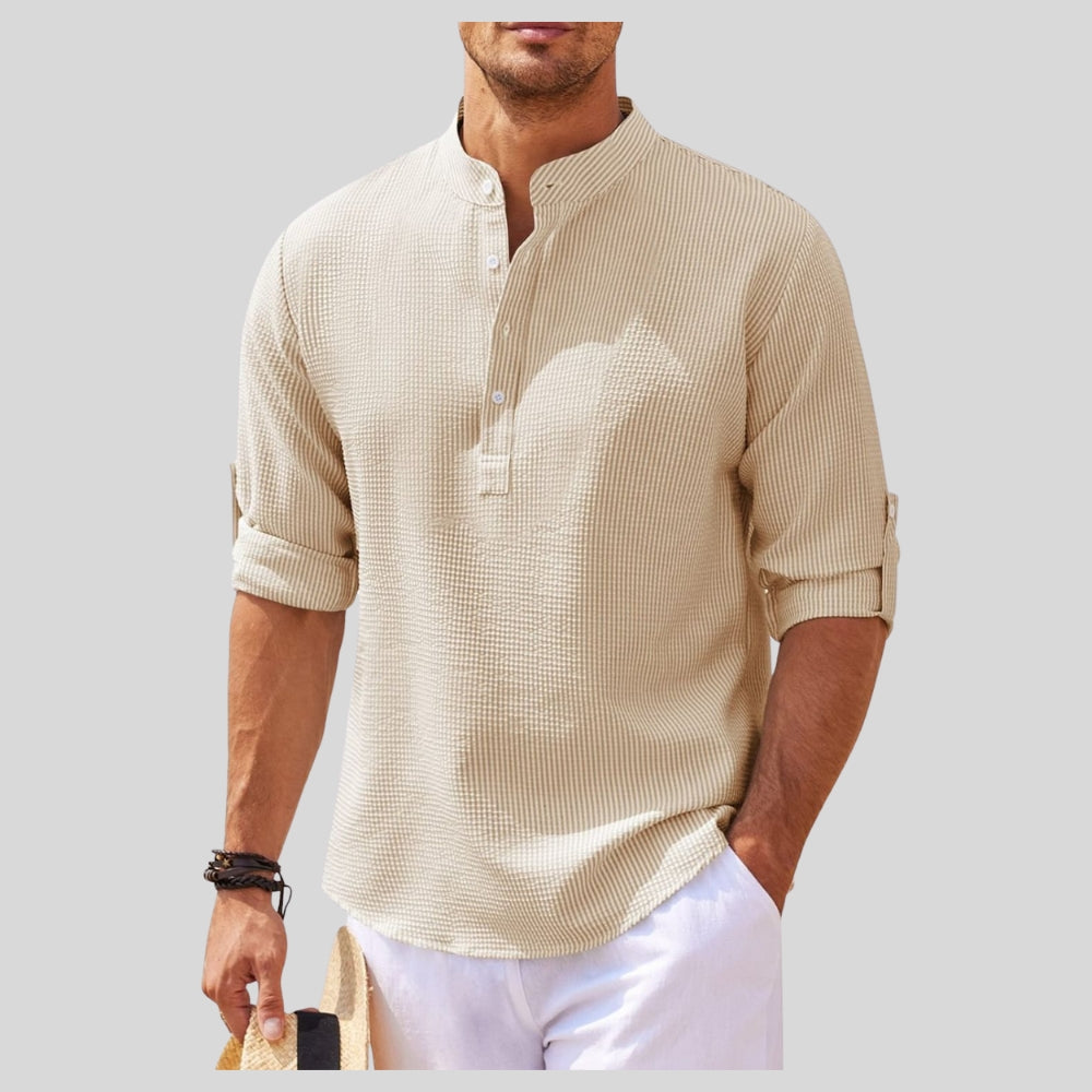 Drapoura™ Men's Plus Size Half-Button Long Sleeve Shirt