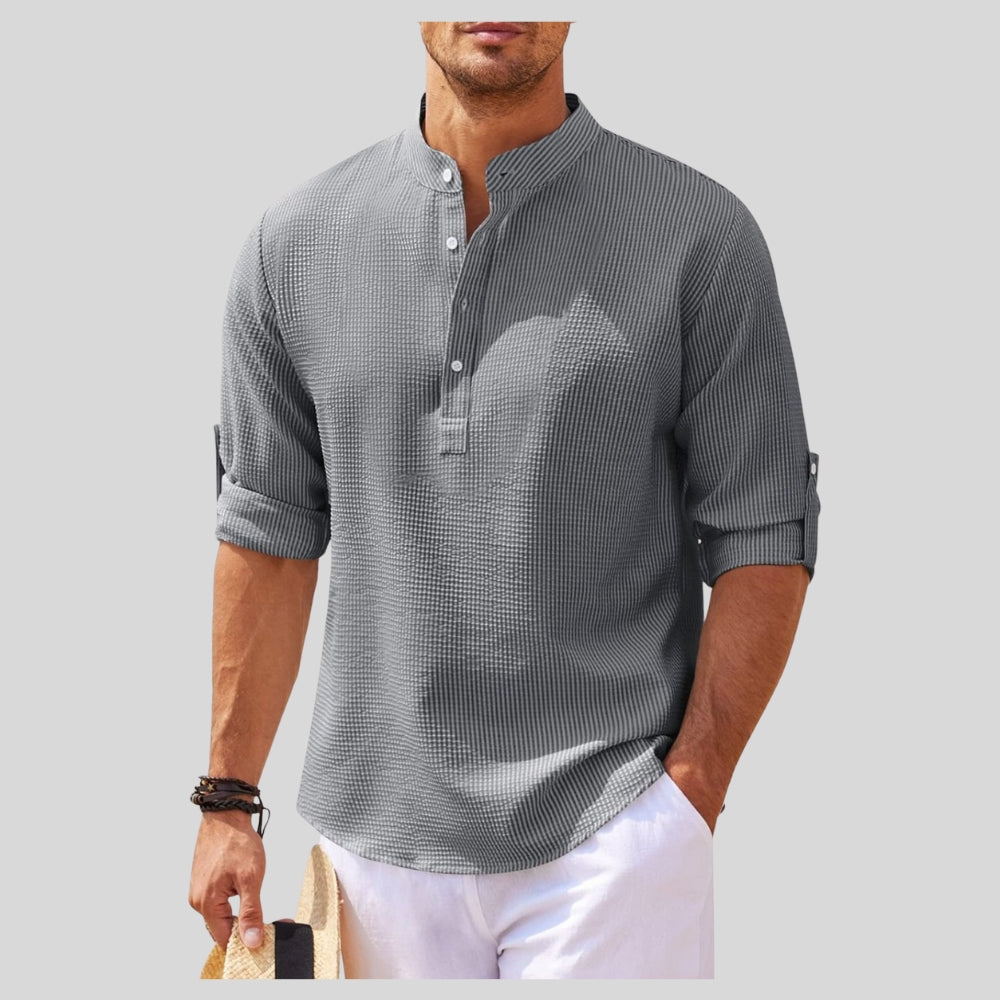 Drapoura™ Men's Plus Size Half-Button Long Sleeve Shirt