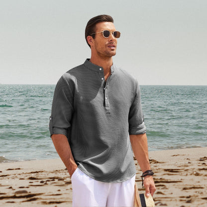 Drapoura™ Men's Plus Size Half-Button Long Sleeve Shirt