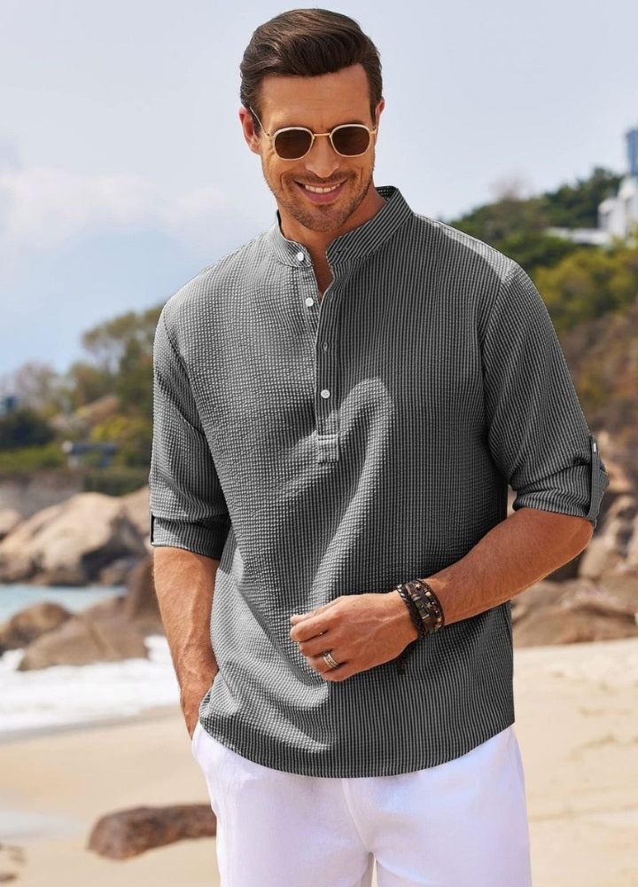 Drapoura™ Men's Plus Size Half-Button Long Sleeve Shirt