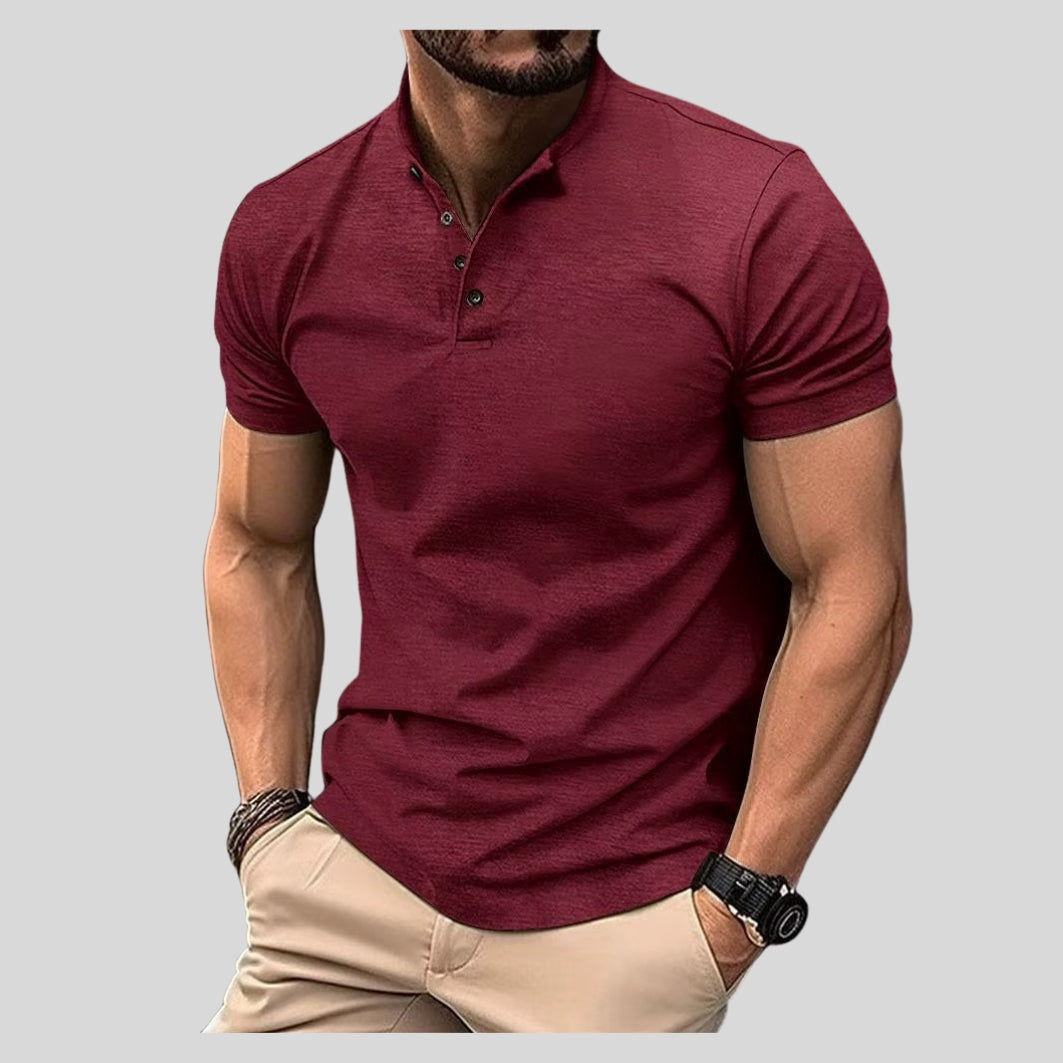 Drapoura™ Men's Polo T-Shirt – Short Sleeve Henley Collar
