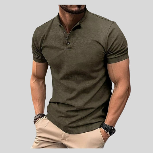 Drapoura™ Men's Polo T-Shirt – Short Sleeve Henley Collar