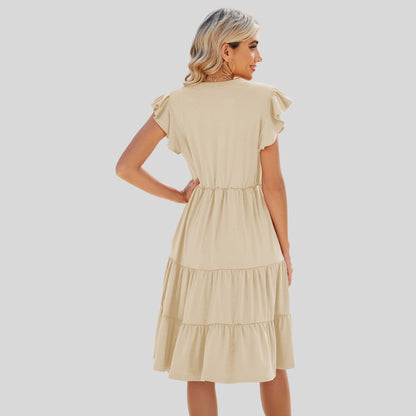 Drapoura™ Ruched Notched Cap Sleeve Dress